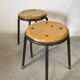 Pair of vintage industrial stools in wood and metal