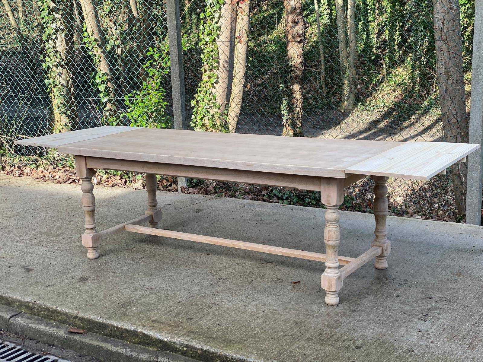 Renovated extendable farmhouse table in raw oak 280cm