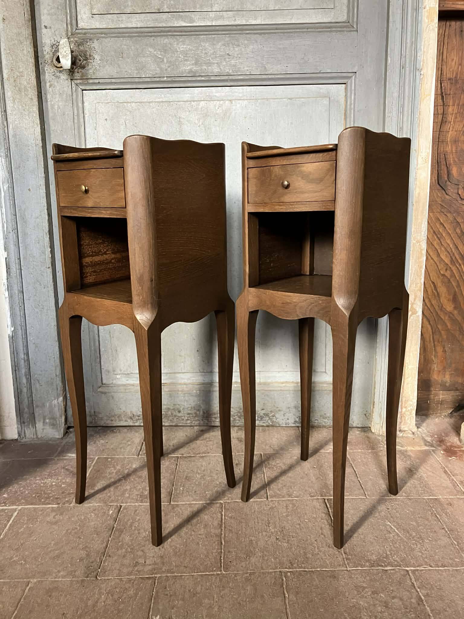 Wooden bedside table, vintage nightstand, side table.