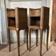 Wooden bedside table, vintage nightstand, side table.
