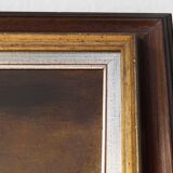 Large signed painting of a hay landscape from the Belgian painter Frank Bog