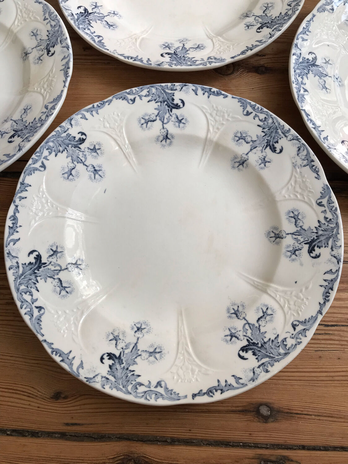Series of 6 old Longwy flat plates