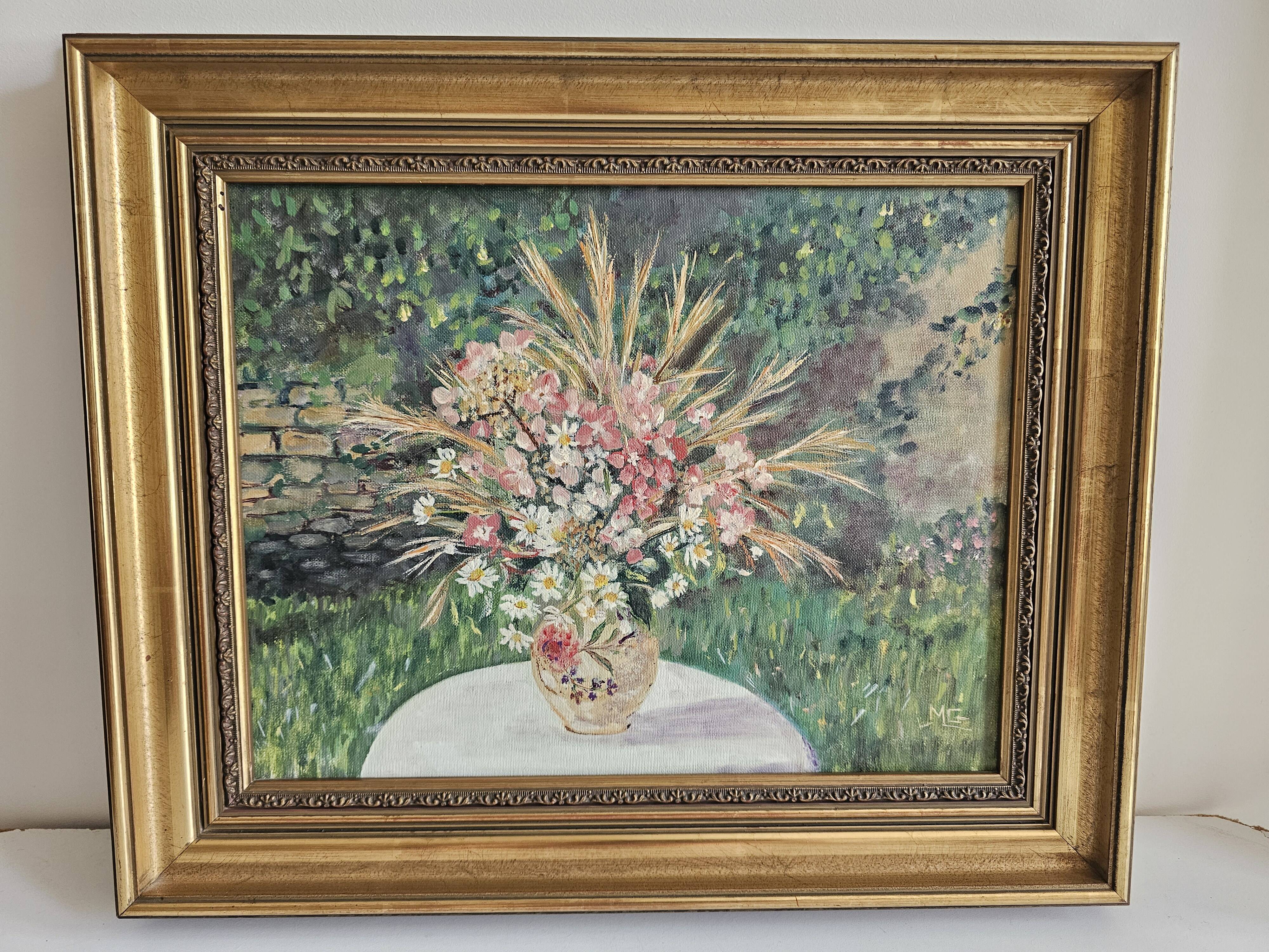 Oil on Canvas Board - Bouquet of Wildflowers Signed