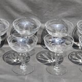 10 glasses of old champagne blown glass engraved Vierzon Thouvenin Portieux