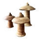 Set of three ceramic mushroom oil lamps by Freek Berends from the 1970s.