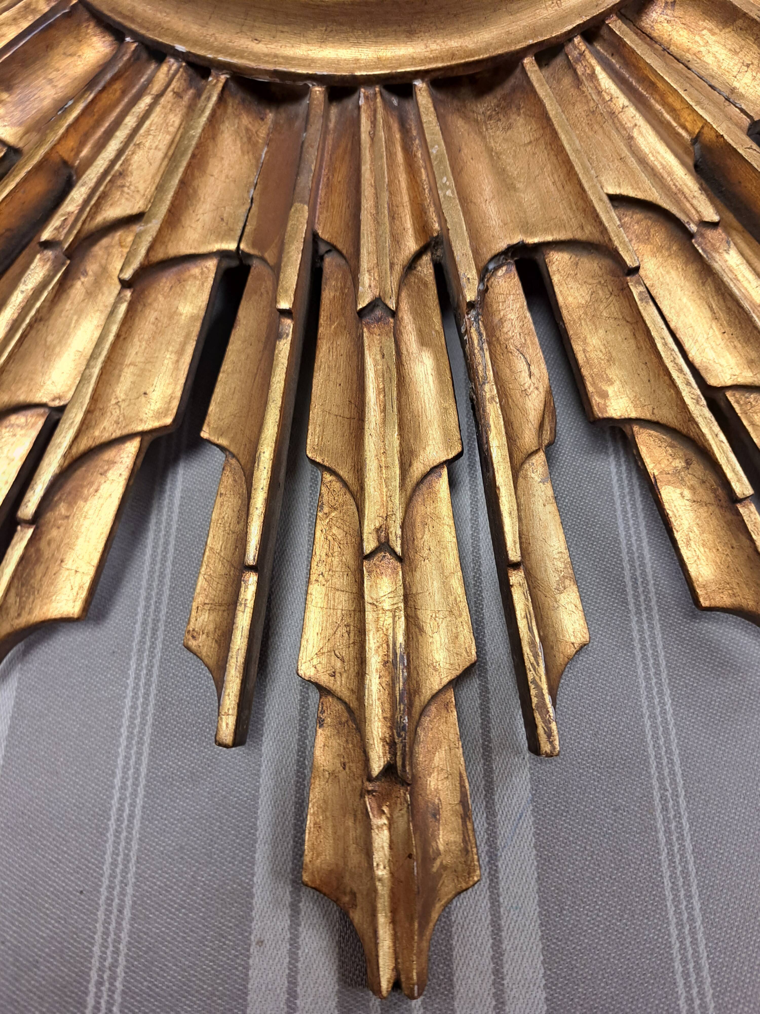 Sun mirror in gilded wood 70s, 72 cm