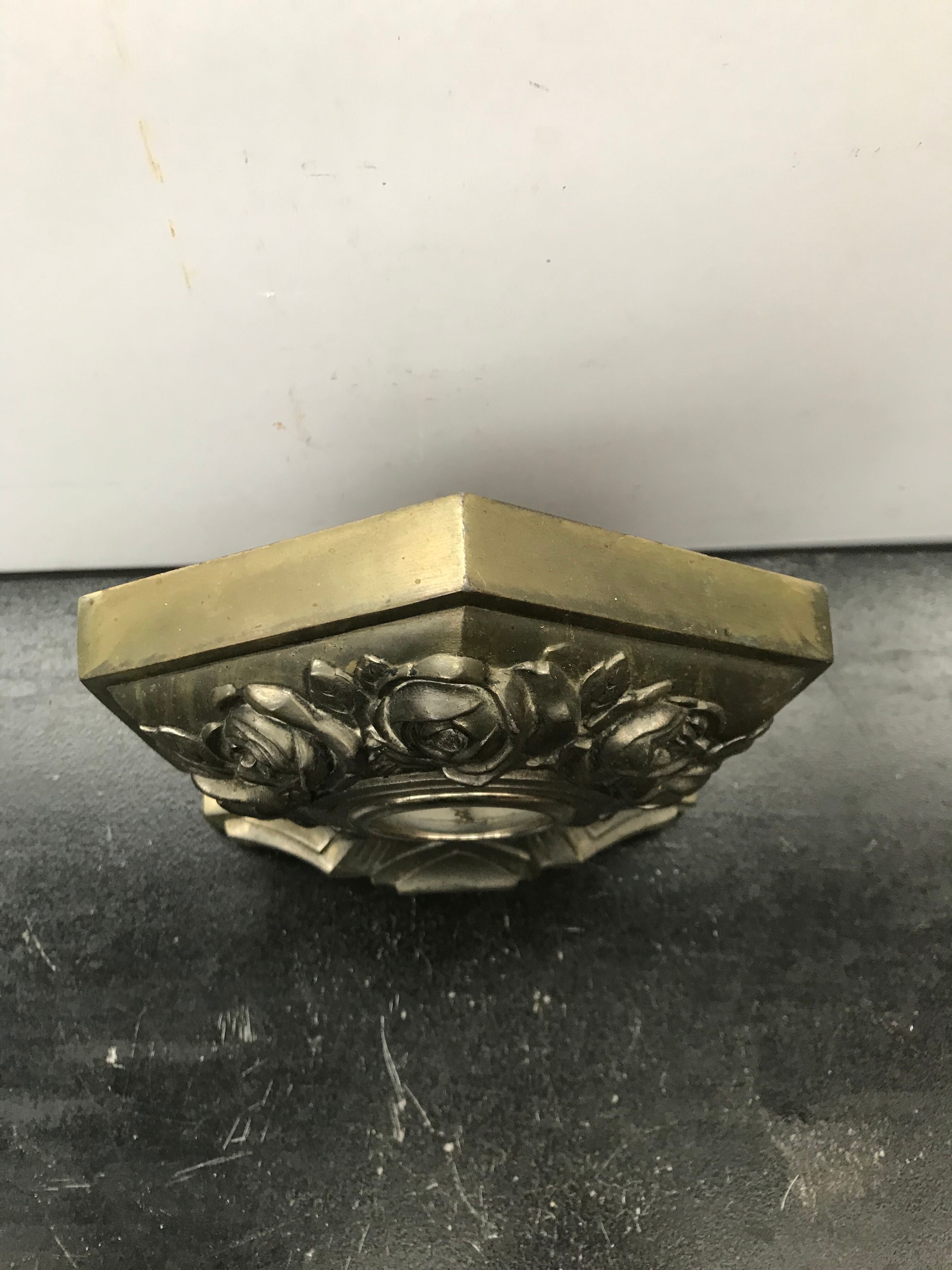 Clock on feet art deco vintage metal