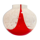 Marmorean glass ball vase in white murano and red-deco-retro-vintage