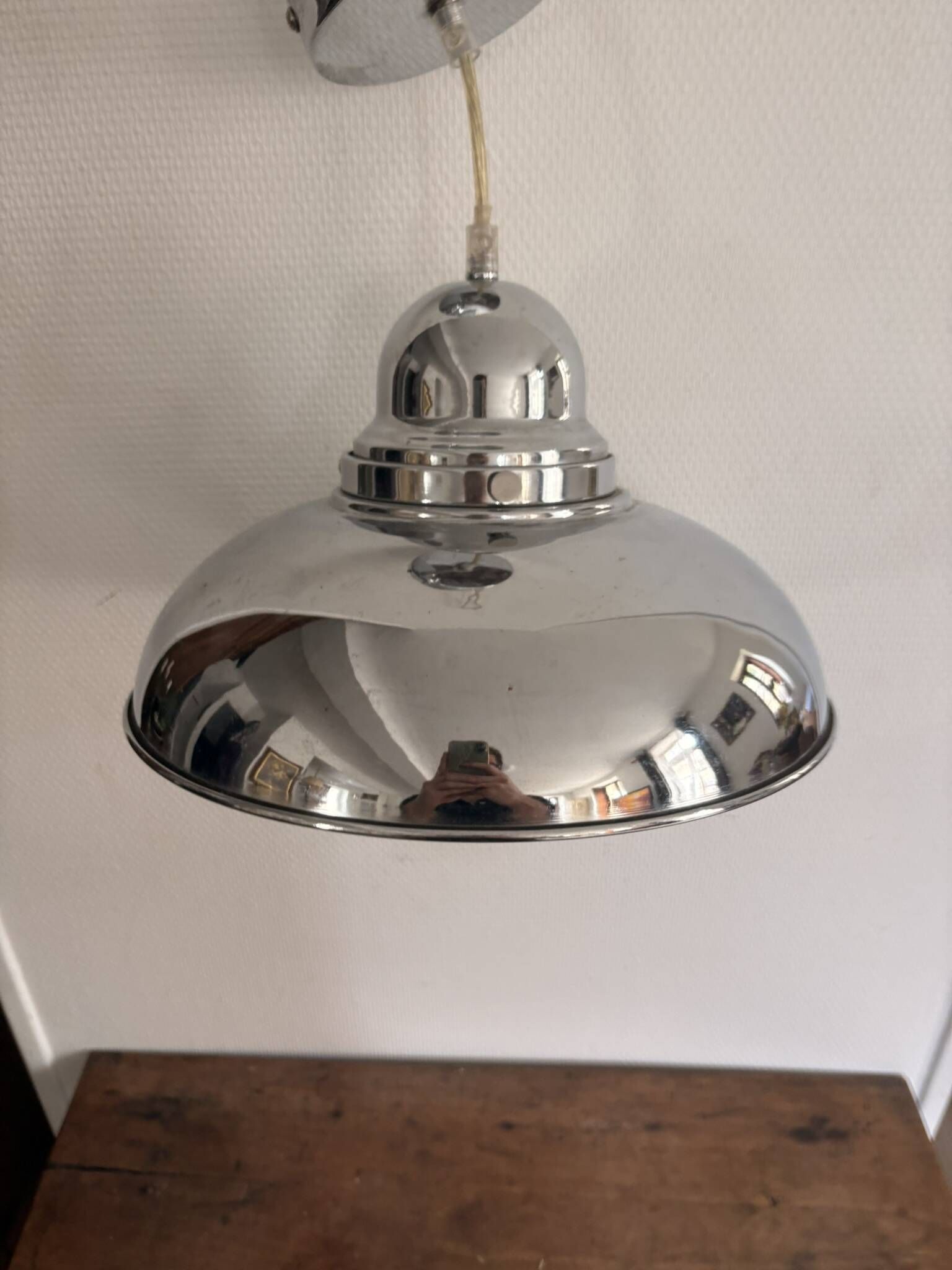 Chrome Metal Suspension Ceiling Light SEYLUMIERE Igor Vintage Industrial