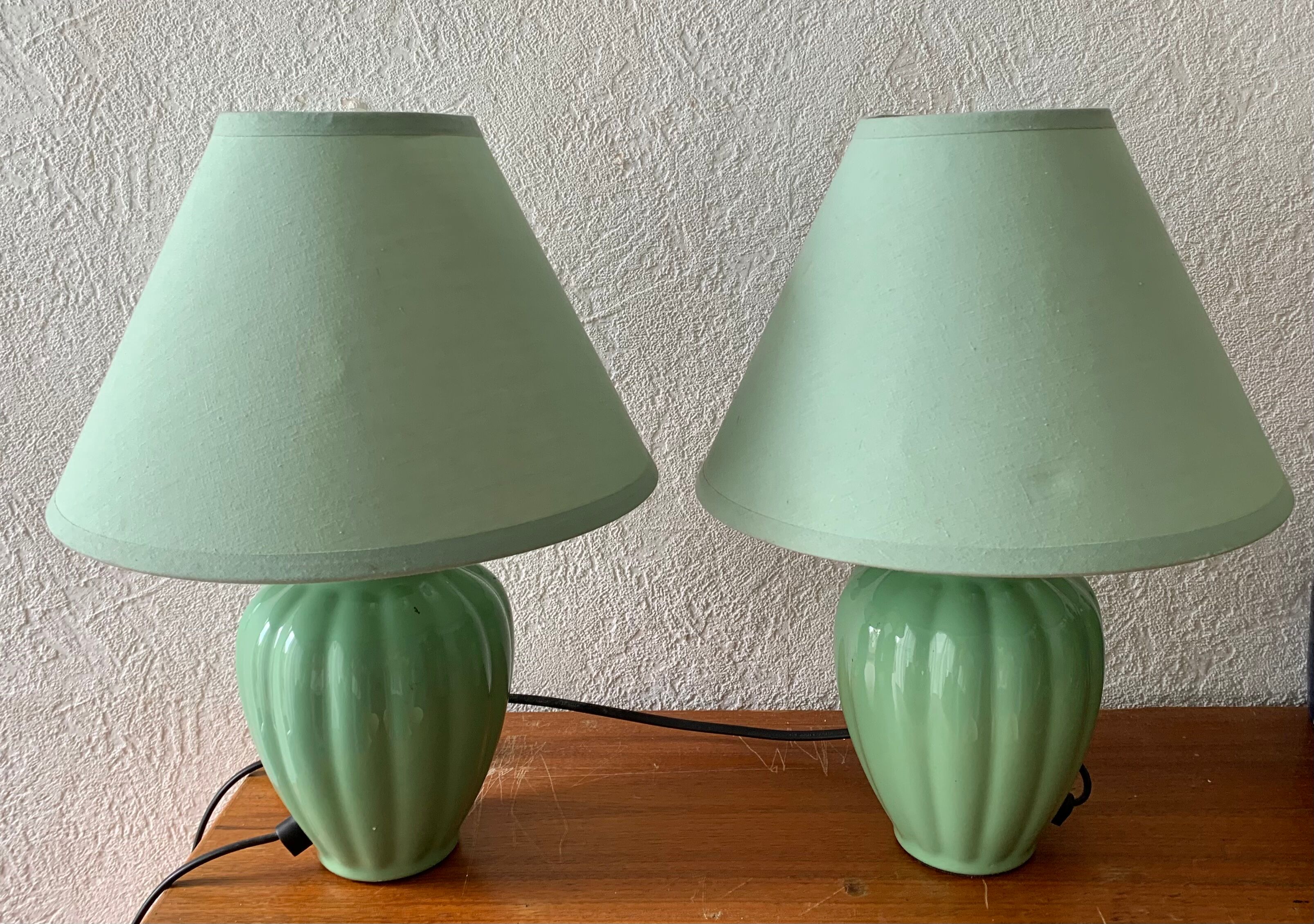 Pair of green lamps