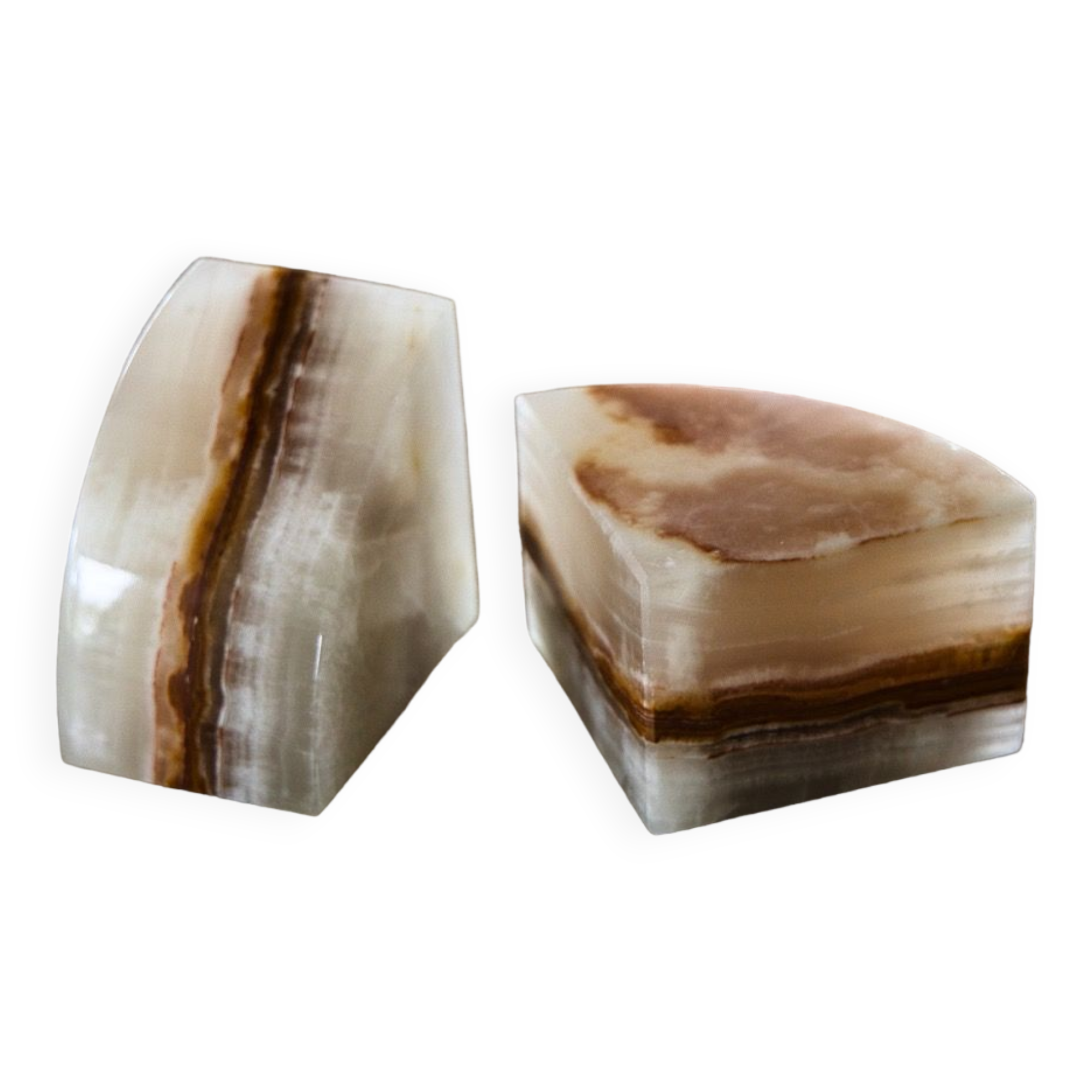 White onyx bookends