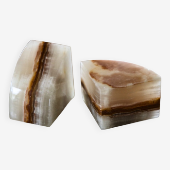 White onyx bookends