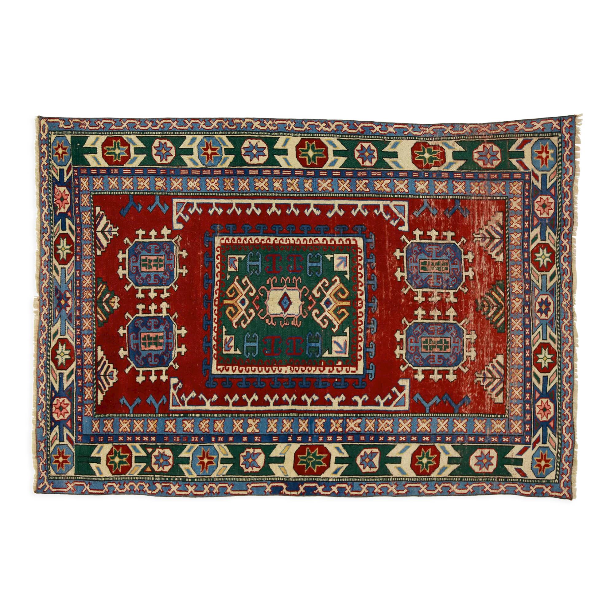Anatolian handmade vintage rug 185 cm x 132 cm