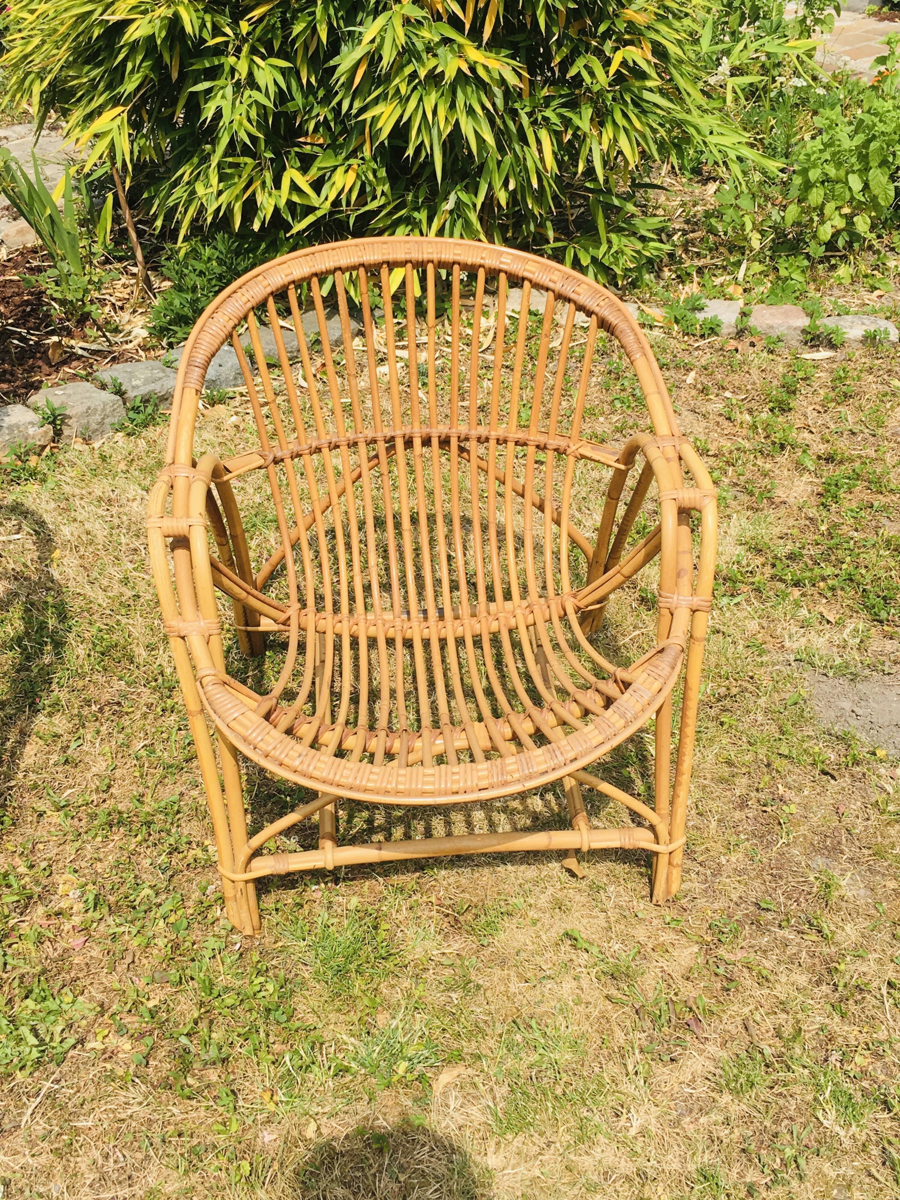 Vintage armchair rattan basket