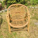 Vintage armchair rattan basket
