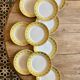 Set of 10 vintage white, yellow and gold dinner plates