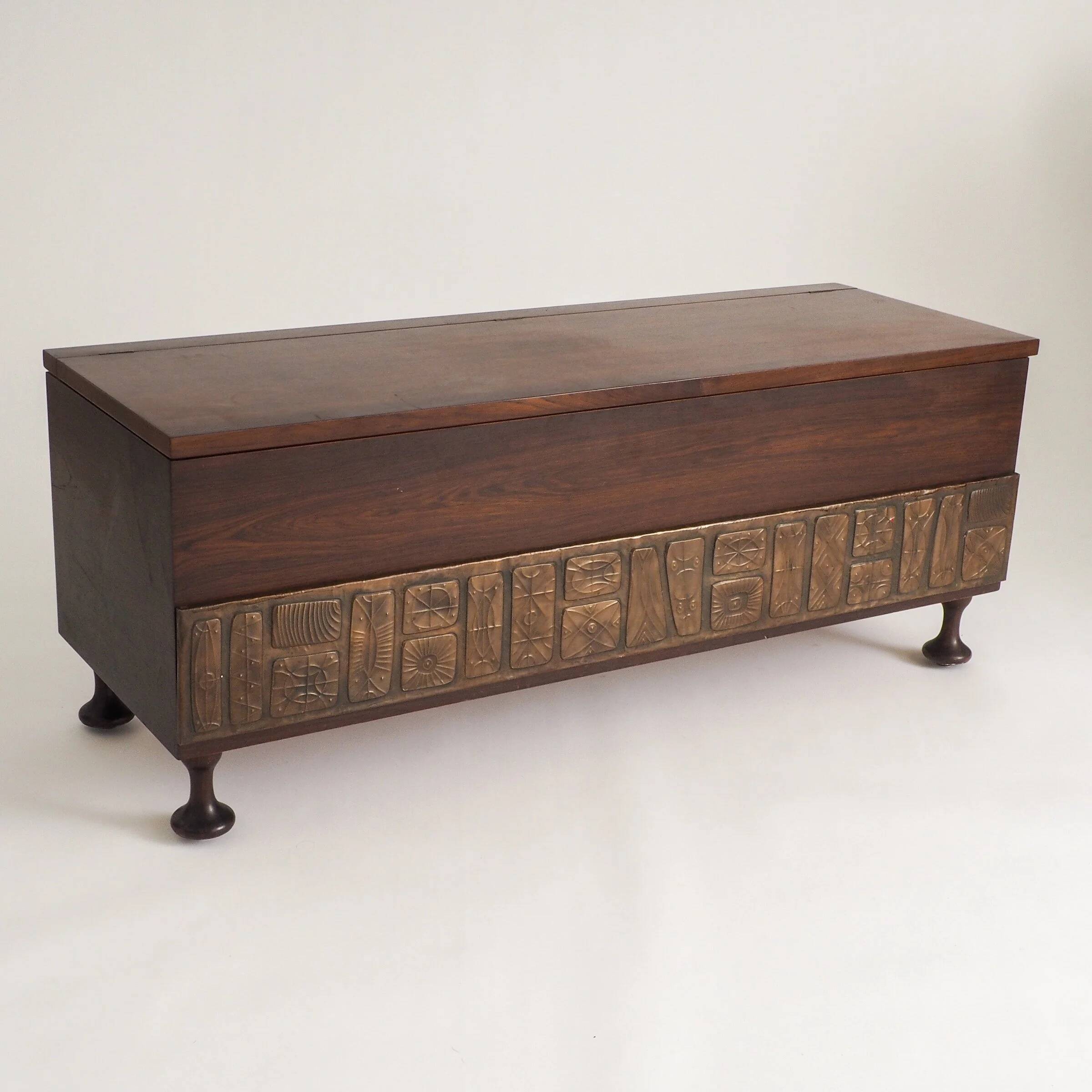 Italian brutalist rosewood chest by Santambrogio & De Berti