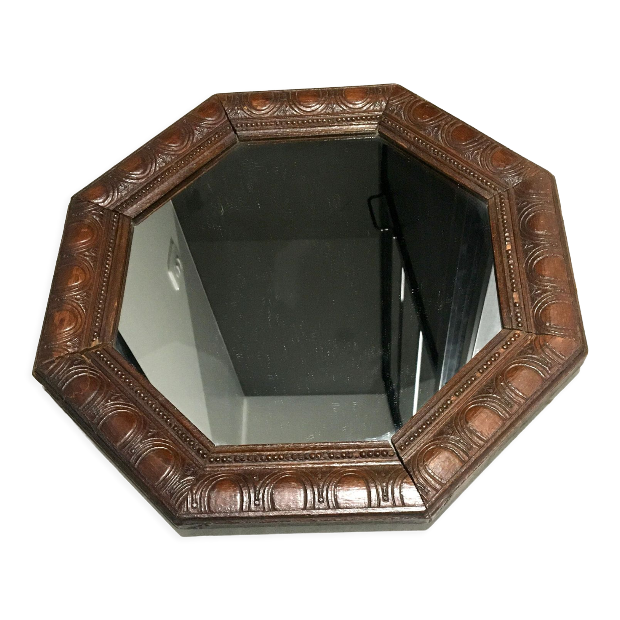 Pretty octagonal mirror Art Deco rosewood frame