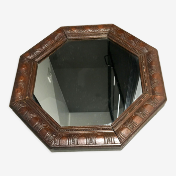 Pretty octagonal mirror Art Deco rosewood frame