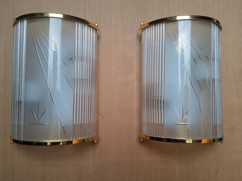 Pair of vintage Hollywood Regency wall lights, 1980s