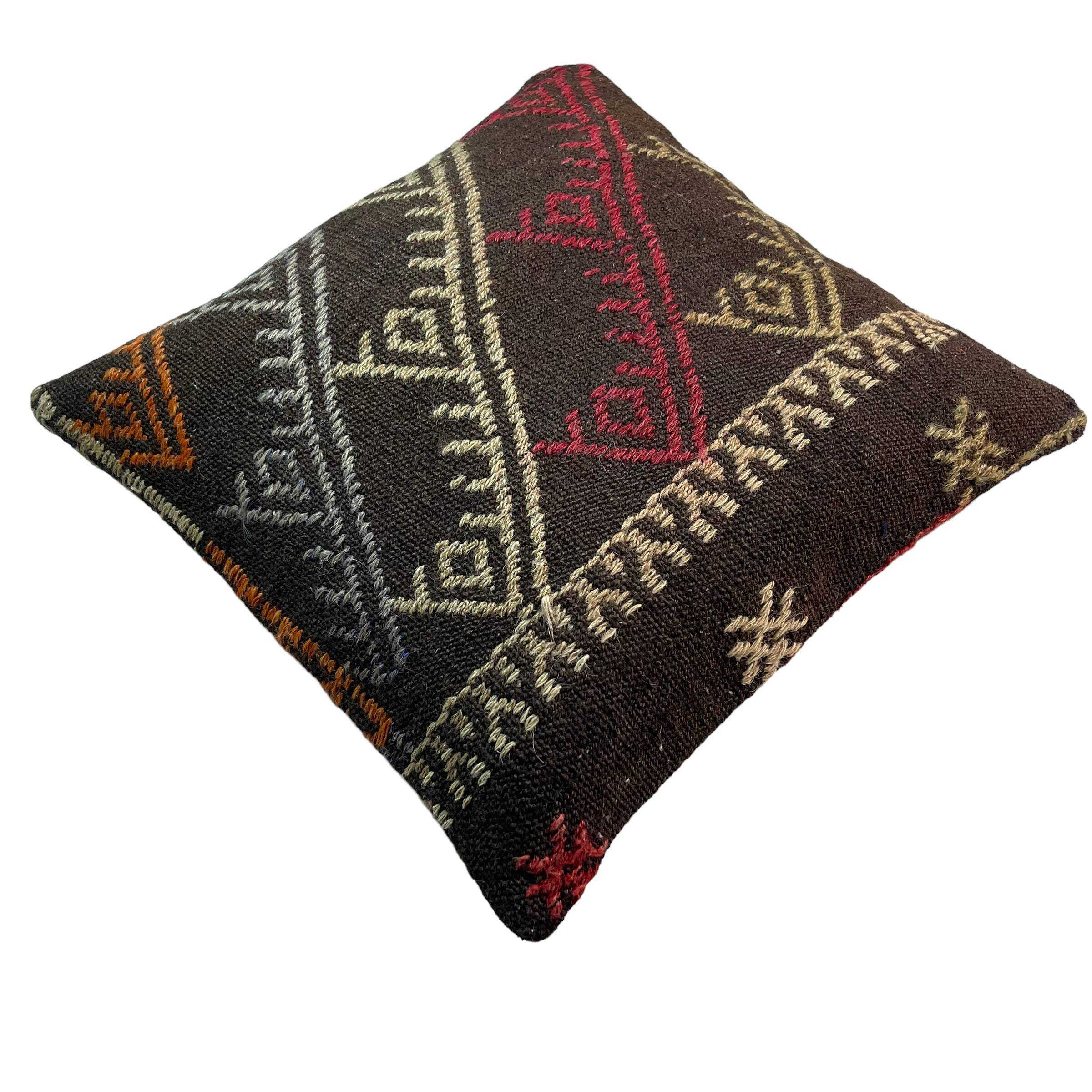 Vintage turkish kilim cushion cover , 55 x 55 cm