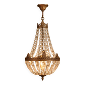 Small vintage glass and gilded brass hot air balloon chandelier – Louis XVI style with added charm.