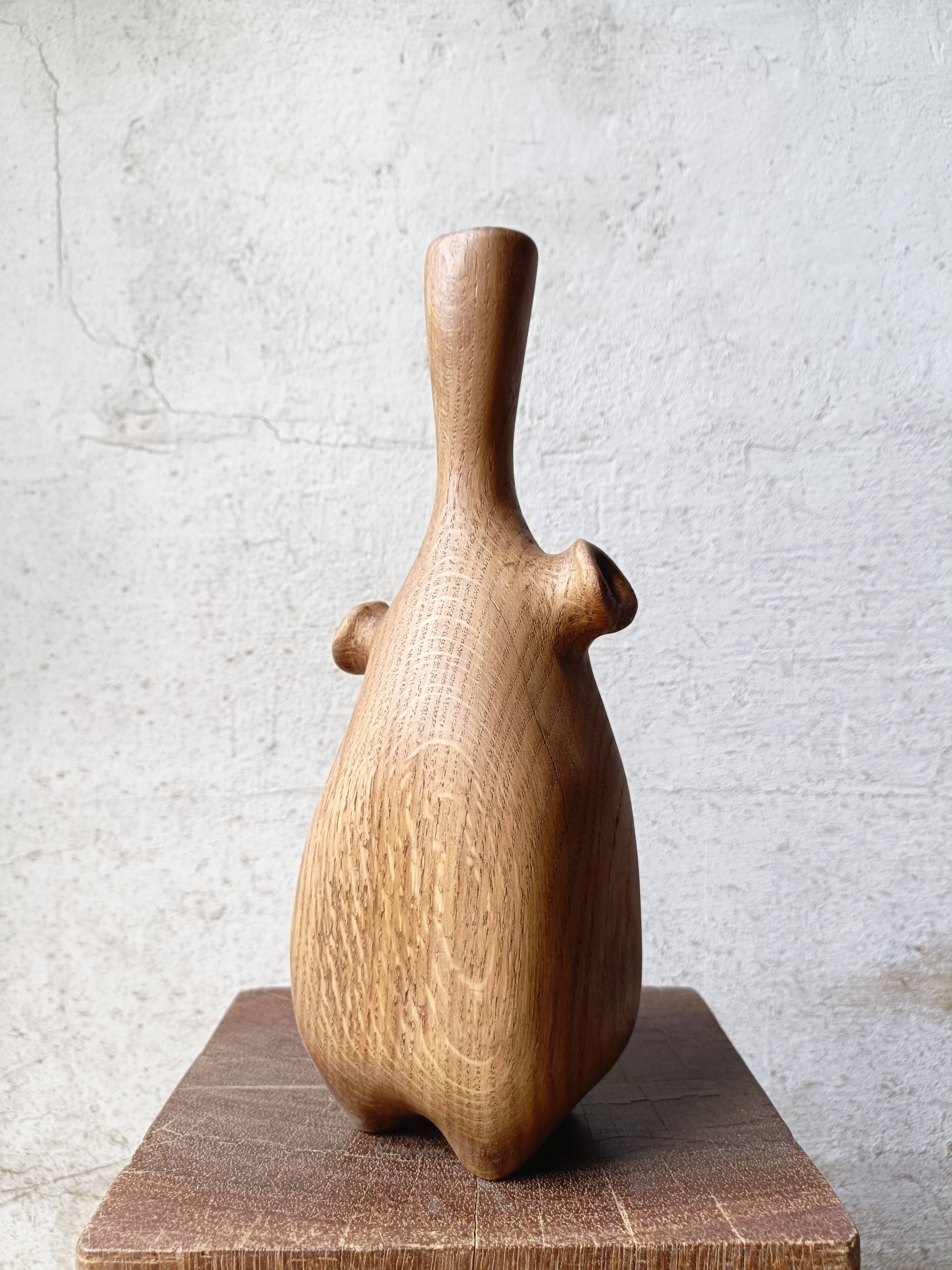 Vase / sculpture in solid carved oak