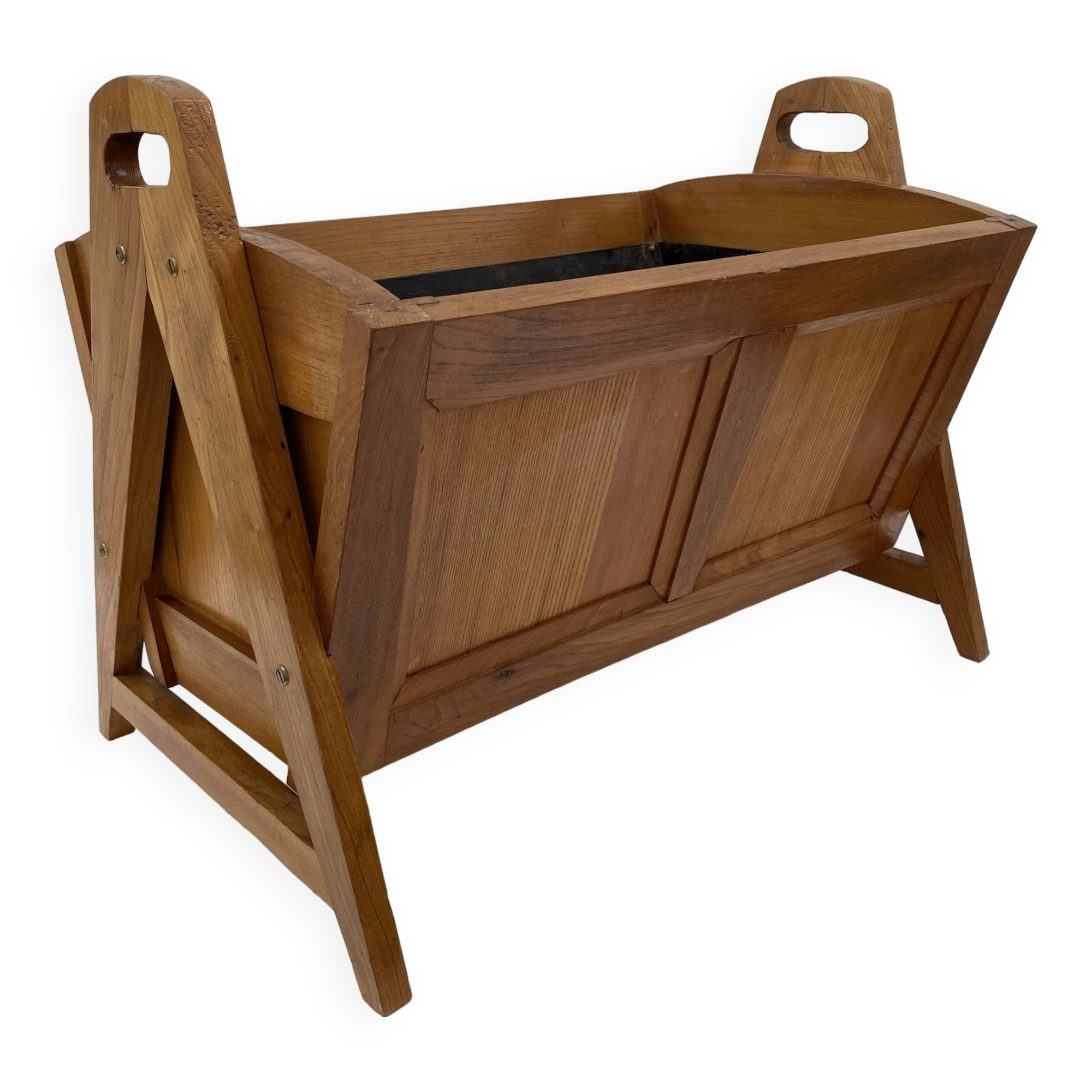 Large modernist indoor planter in solid beech