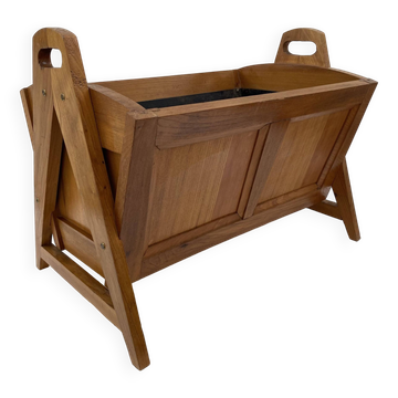 Large modernist indoor planter in solid beech
