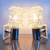 Pair of vintage 70s glass wall lamps by Targetti Sankey