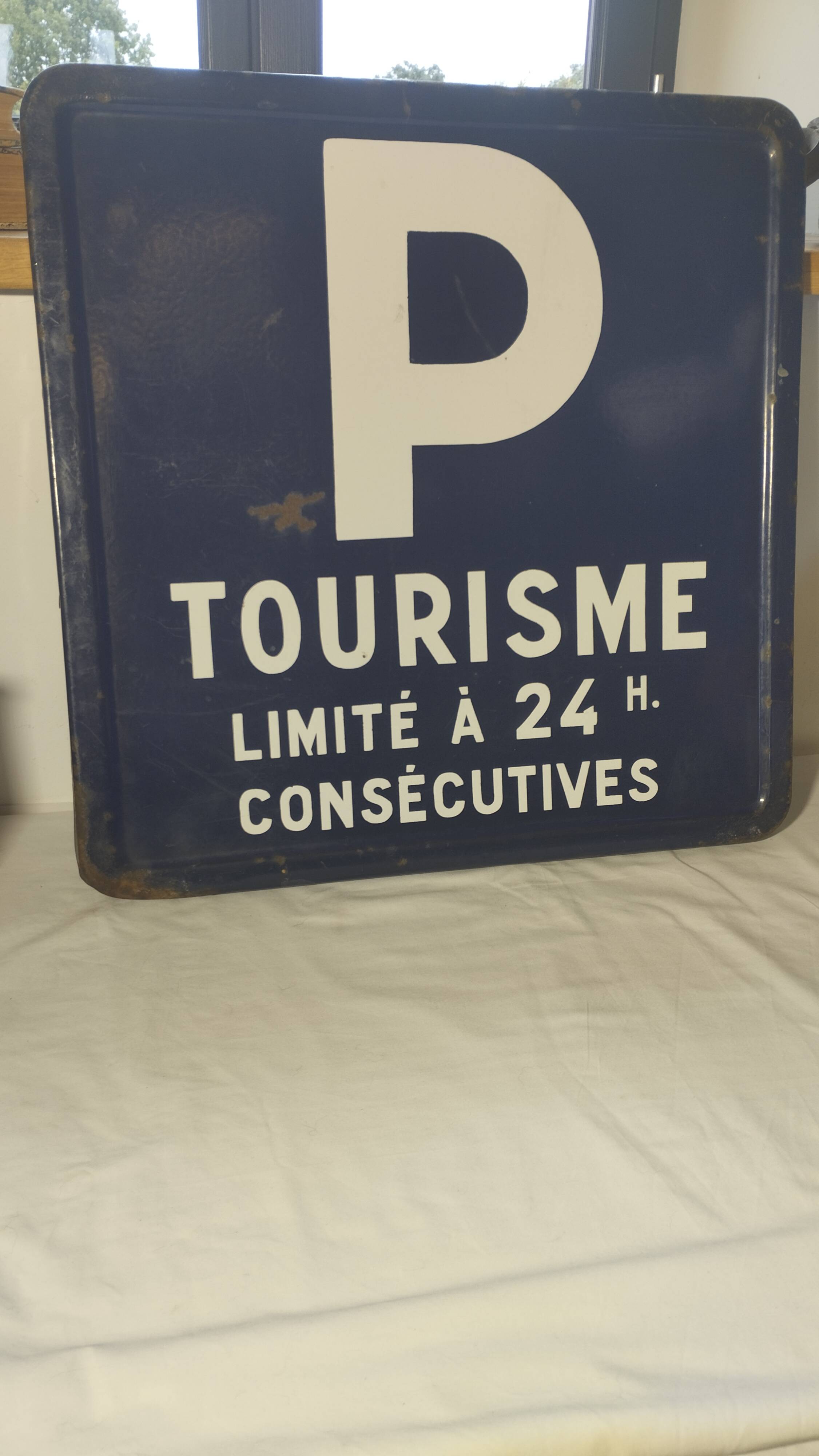 Ancien panneau de signalisation plaque émaillée 1974
