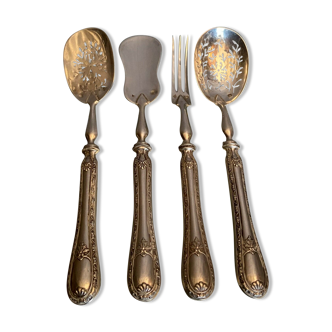 Set of 4 pieces of service with hors d'oeuvre in solid silver Minerva XIXth regency style