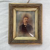 Portrait, photographie, ambrotype, peint à la main, XIXème, signé EV, daté 1881, verre bombé