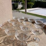 14 antique champagne glasses