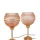 Pair of Art Deco bedside lamps in brass and etched glass