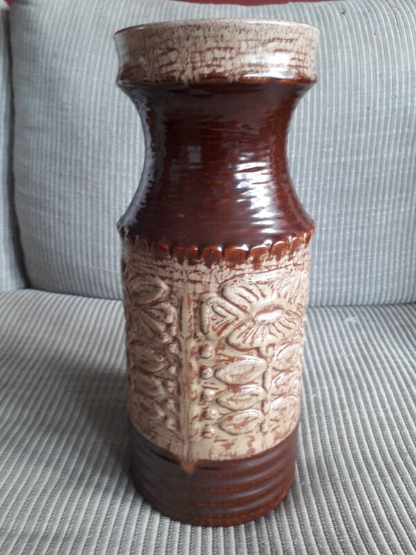 Vase en céramique West Germany au décor floral