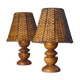 pair of Scandinavian bedside lamps in wicker wood, very good condition, 32x13