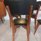 5 chairs in wood and black faux leather, Scandinavian style