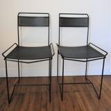 Pair of perforated metal steel chairs from the 80s