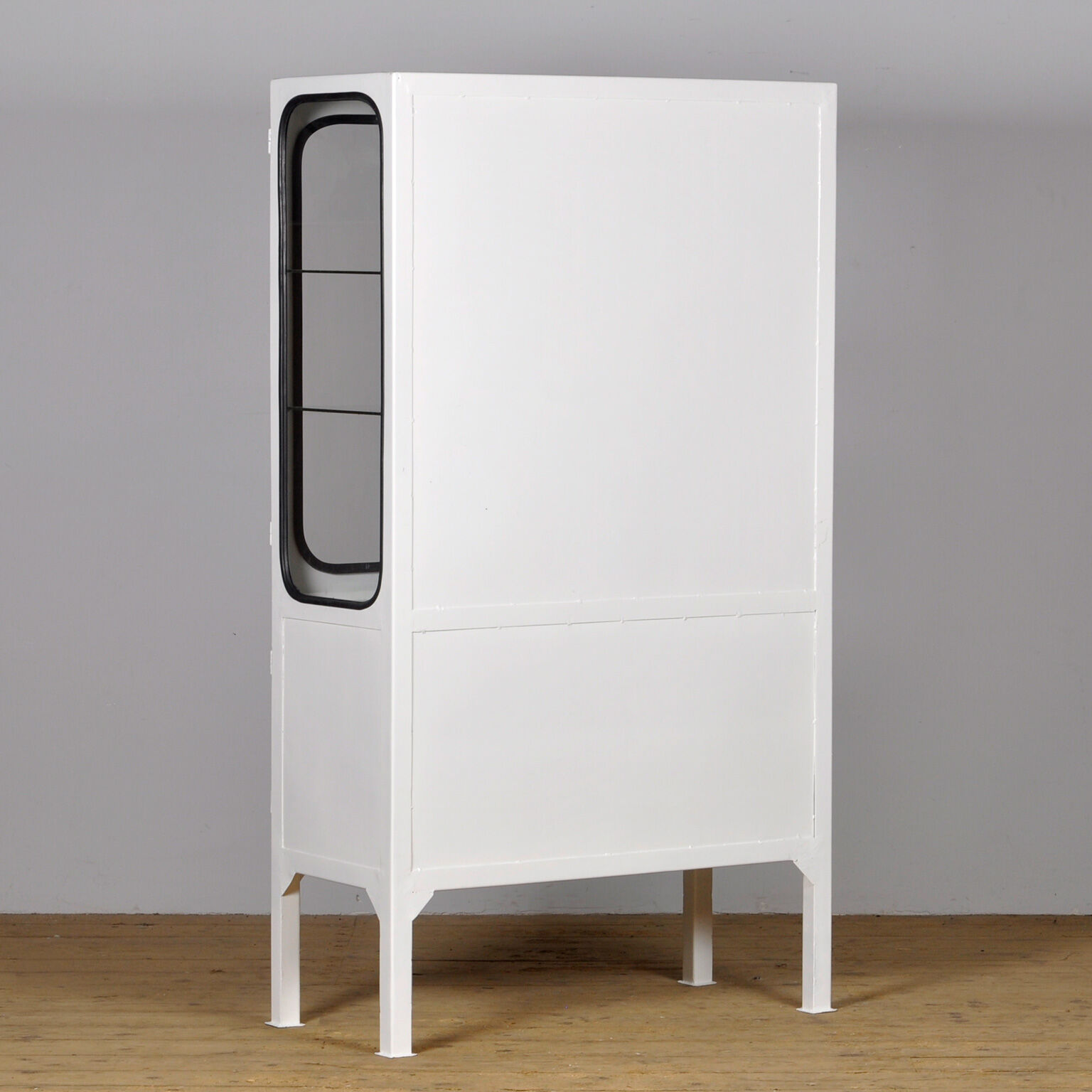 Restored glass & iron medical cabinet, 1970s