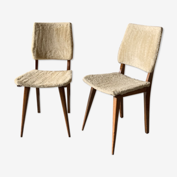 Lot de 2 chaises moumoute - structure bois