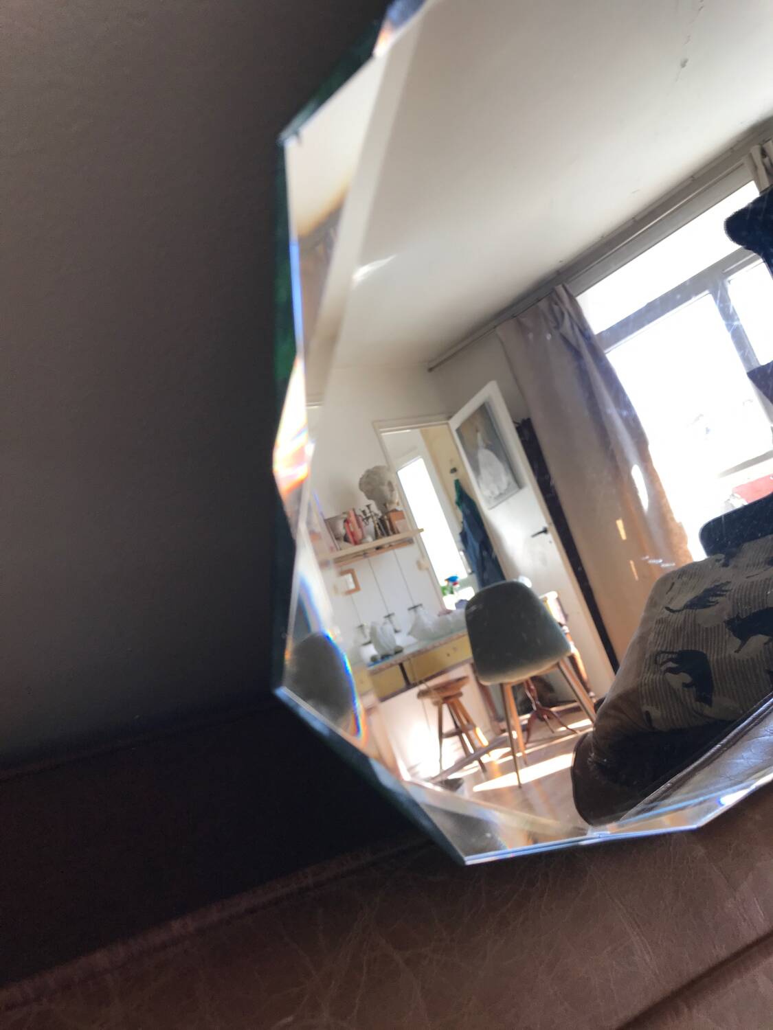 Antique dodecagon art deco beveled mirror