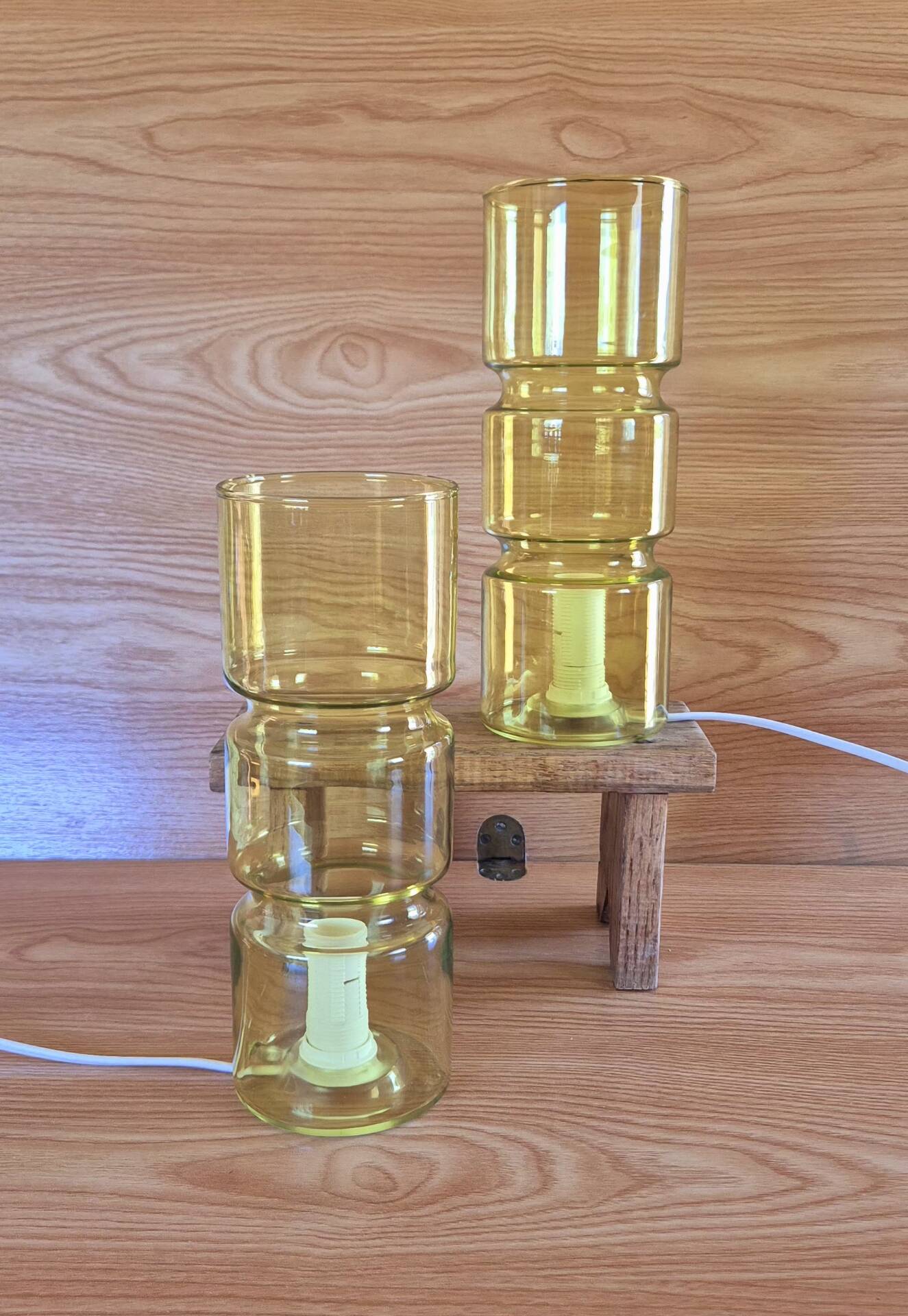 2 Fitz model lamps in yellow glass, Habitat edition.