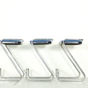 Set of 3 mid century italian tubular chrome z bar stool, 1970s