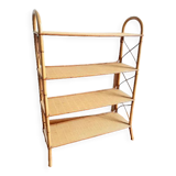 Rattan shelf on feet, vintage work 1960