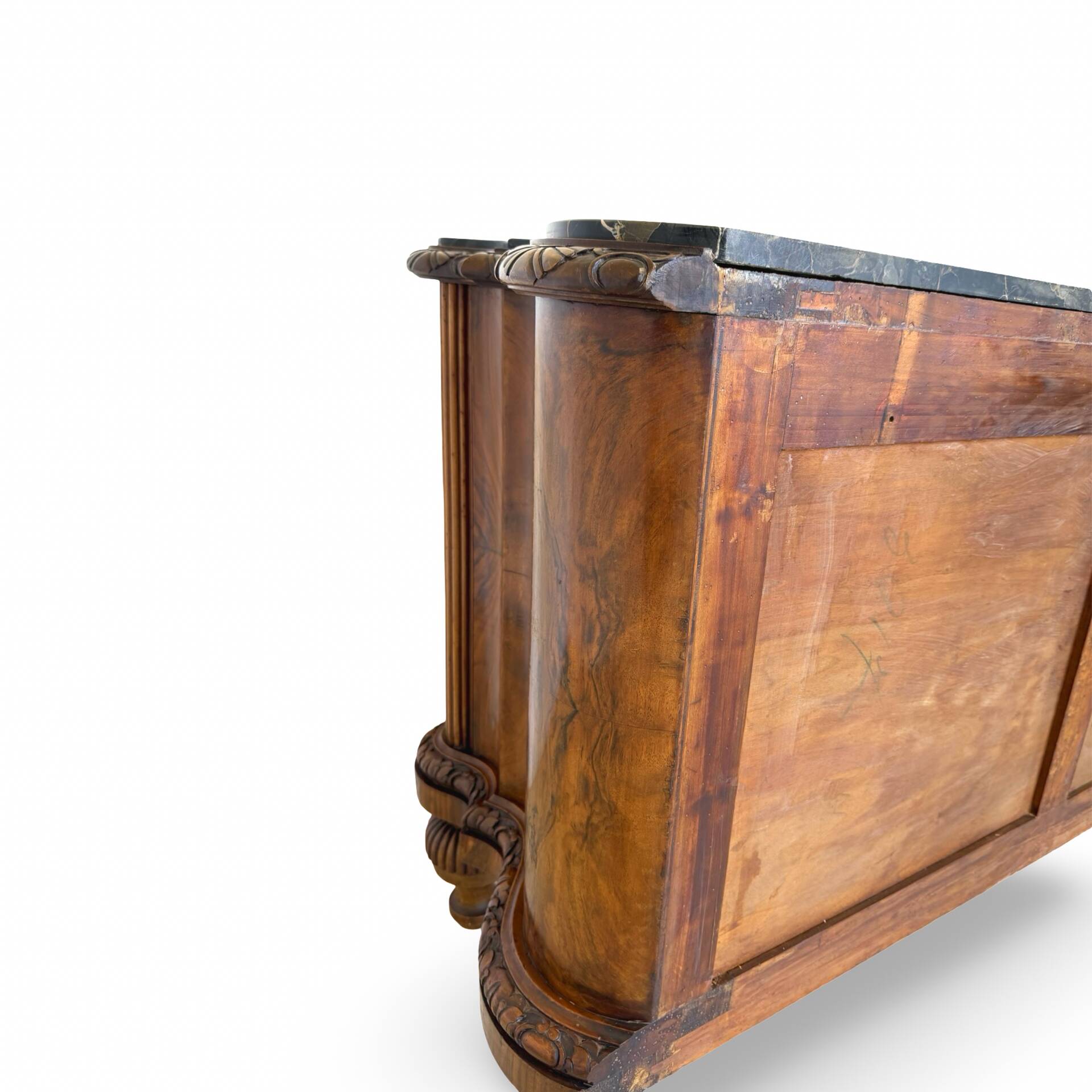 antique walnut serpentine commode
