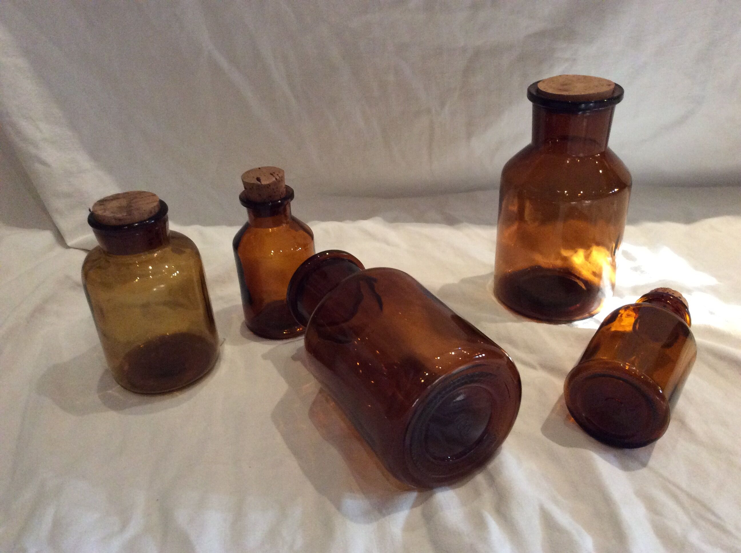 Lot of 5 bottles of apothecary