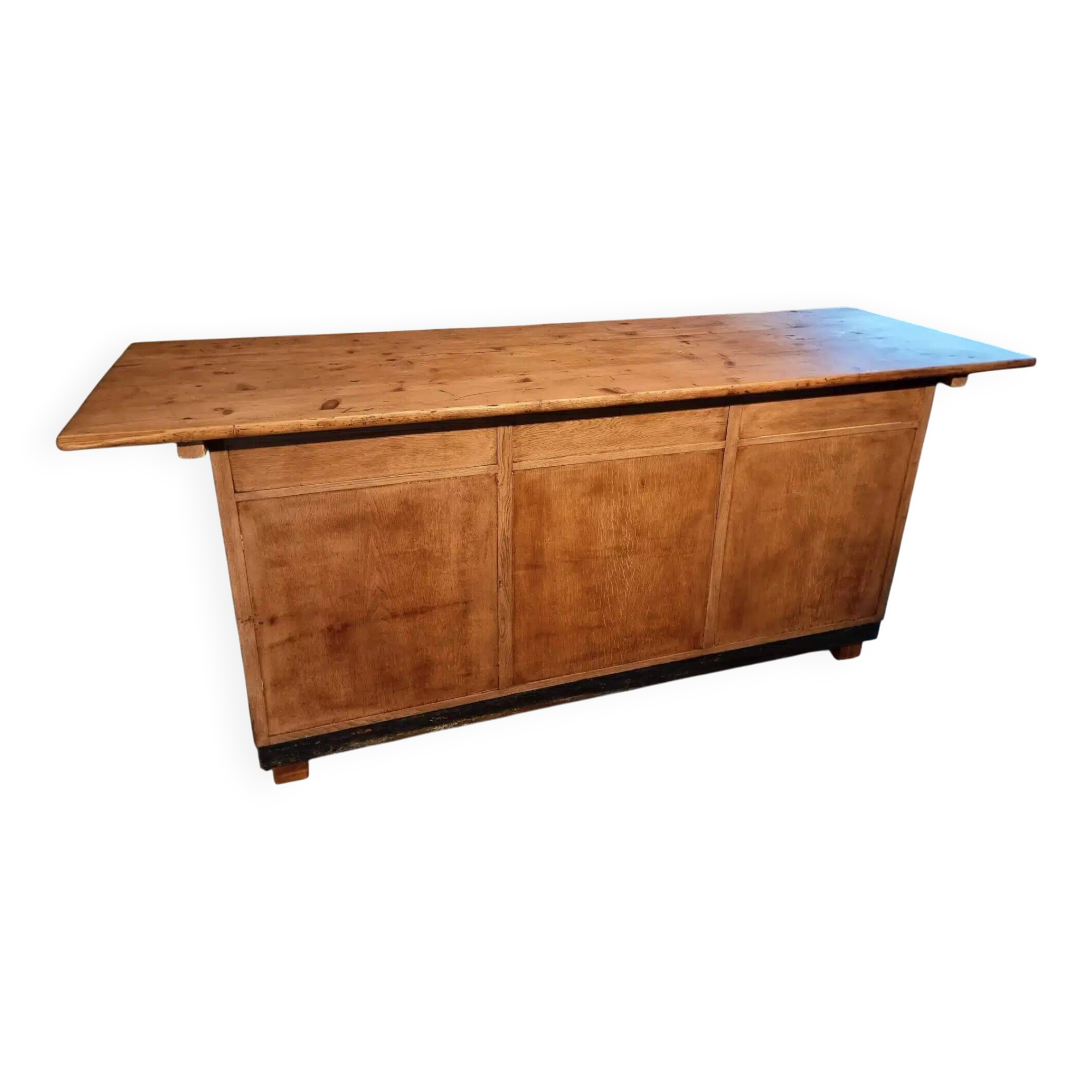 Vintage French Oak and Pine Counter – 1930s Shop Counter or Kitchen Island