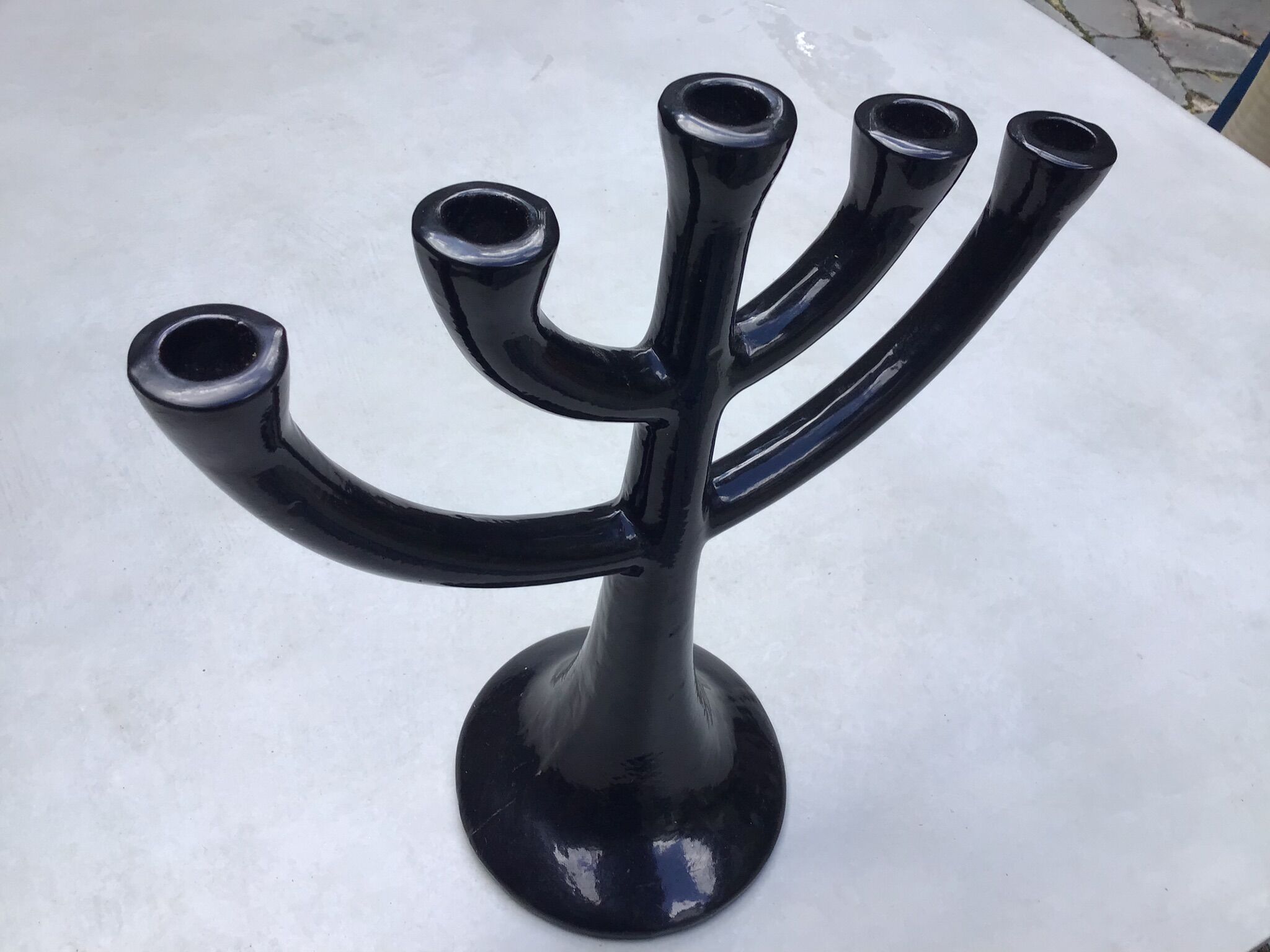 Contemporary chandelier in black cast iron