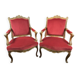 Paire de fauteuils à - rouge